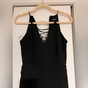 Black Lace-Front Jumpsuit